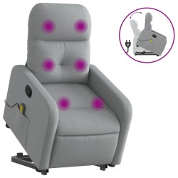 vidaXL Sillón de masaje reclinable de pie de tela gris claro
