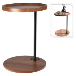 Home&Styling Mesita auxiliar de 2 niveles marrón y negro