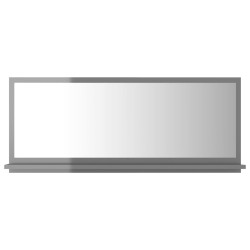 vidaXL Espejo de baño madera contrachapada gris brillo 90x10,5x37 cm