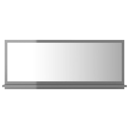 vidaXL Espejo de baño madera contrachapada gris brillo 90x10,5x37 cm