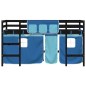 vidaXL Cama alta para niños con cortinas madera pino azul 80x200 cm