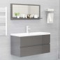vidaXL Espejo de baño madera contrachapada gris brillo 90x10,5x37 cm