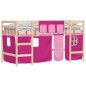 vidaXL Cama alta para niños con cortinas madera pino rosa 80x200 cm