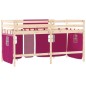 vidaXL Cama alta para niños con cortinas madera pino rosa 80x200 cm
