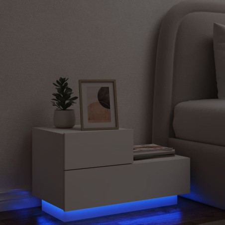 vidaXL Mesita de noche con luces LED blanca 70x36x40,5 cm