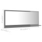 vidaXL Espejo de baño madera contrachapada gris brillo 90x10,5x37 cm