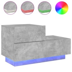 vidaXL Mesita de noche con luces LED gris hormigón 70x36x40,5 cm