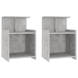 vidaXL Mesitas de noche 2 uds contrachapada gris hormigón 40x35x60 cm