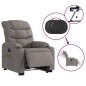 vidaXL Sillón de masaje eléctrico reclinable elevable tela taupé vidaXL Sillón de masaje eléctrico reclinable elevable tela taupé