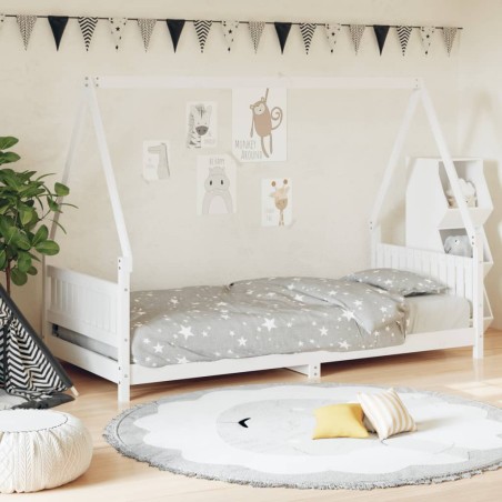 vidaXL Estructura de cama para niños madera de pino blanco 90x200 cm