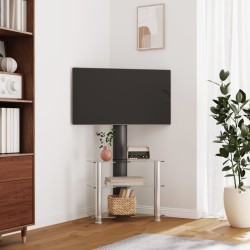 vidaXL Mueble TV esquina 3 niveles para 32-70 pulgadas negro plateado