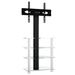 vidaXL Mueble TV esquina 4 niveles para 32-70 pulgadas negro plateado