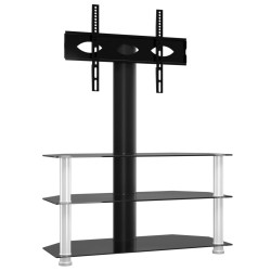 vidaXL Mueble TV esquina 3 niveles para 32-70 pulgadas negro plateado