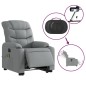 vidaXL Sillón de masaje eléctrico reclinable elevable tela gris claro vidaXL Sillón de masaje eléctrico reclinable elevable tela gris claro