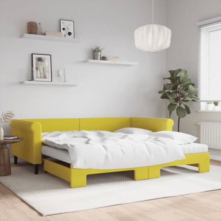 vidaXL Sofá cama nido con colchón terciopelo amarillo 100x200 cm