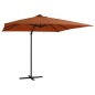 vidaXL Sombrilla voladiza con luces LED terracota 250x250 cm