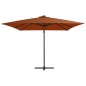 vidaXL Sombrilla voladiza con luces LED terracota 250x250 cm