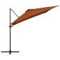 vidaXL Sombrilla voladiza con luces LED terracota 250x250 cm