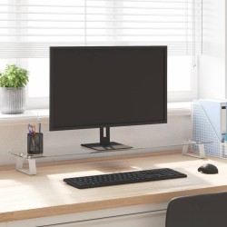 vidaXL Soporte de monitor vidrio templado y metal blanco 100x20x8 cm