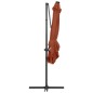 vidaXL Sombrilla voladiza con luces LED terracota 250x250 cm