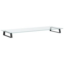 vidaXL Soporte de monitor vidrio templado y metal negro 100x35x8 cm