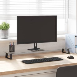 vidaXL Soporte de monitor vidrio templado y metal negro 100x20x8 cm
