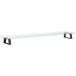 vidaXL Soporte de monitor vidrio templado y metal negro 100x20x8 cm