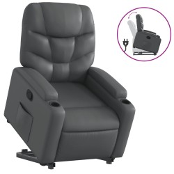 vidaXL Sillón reclinable elevable cuero artificial gris