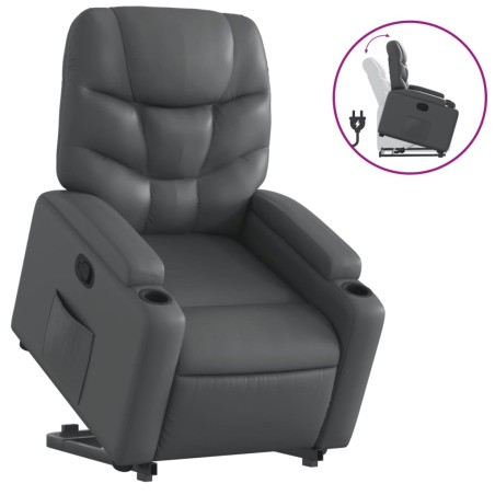 vidaXL Sillón reclinable elevable cuero artificial gris