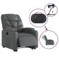 vidaXL Sillón reclinable elevable eléctrico de cuero sintético gris vidaXL Sillón reclinable elevable eléctrico de cuero sintético gris
