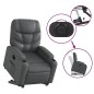 vidaXL Sillón reclinable elevable eléctrico de cuero sintético gris vidaXL Sillón reclinable elevable eléctrico de cuero sintético gris