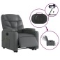 vidaXL Sillón de masaje elevable eléctrico cuero sintético gris vidaXL Sillón de masaje elevable eléctrico cuero sintético gris
