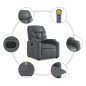 vidaXL Sillón de masaje elevable eléctrico cuero sintético gris vidaXL Sillón de masaje elevable eléctrico cuero sintético gris