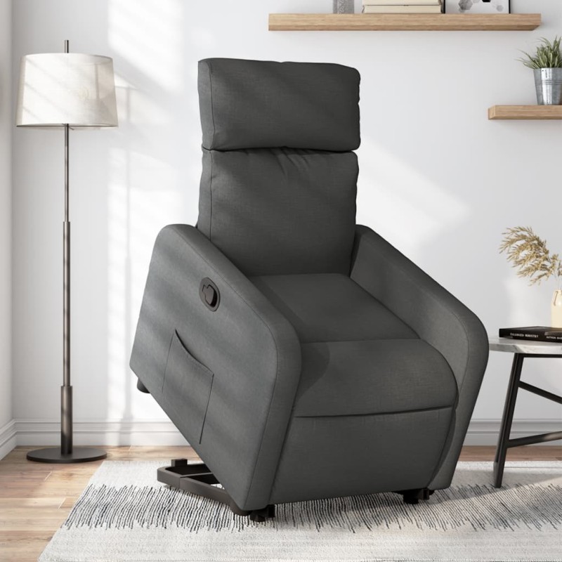 vidaXL Sillón reclinable elevable de tela gris oscuro vidaXL Sillón reclinable elevable de tela gris oscuro