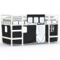 vidaXL Cama alta niños con cortinas madera pino blanco negro 90x190 cm vidaXL Cama alta niños con cortinas madera pino blanco negro 90x190 cm