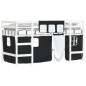 vidaXL Cama alta niños con cortinas madera pino blanco negro 90x190 cm vidaXL Cama alta niños con cortinas madera pino blanco negro 90x190 cm