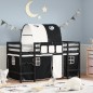 vidaXL Cama alta niños con túnel madera pino blanco negro 80x200 cm