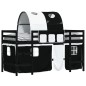 vidaXL Cama alta niños con túnel madera pino blanco negro 80x200 cm