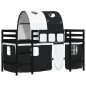 vidaXL Cama alta niños con túnel madera pino blanco negro 80x200 cm