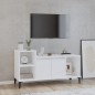 vidaXL Mueble de TV madera contrachapada blanco brillo 100x35x55 cm