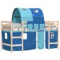 vidaXL Cama alta para niños con túnel madera pino azul 80x200 cm