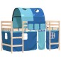 vidaXL Cama alta para niños con túnel madera pino azul 80x200 cm