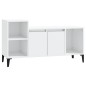 vidaXL Mueble de TV madera contrachapada blanco brillo 100x35x55 cm