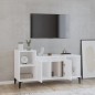 vidaXL Mueble de TV madera contrachapada blanco brillo 100x35x55 cm