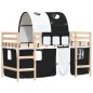 vidaXL Cama alta niños con túnel madera pino blanco negro 90x190 cm vidaXL Cama alta niños con túnel madera pino blanco negro 90x190 cm