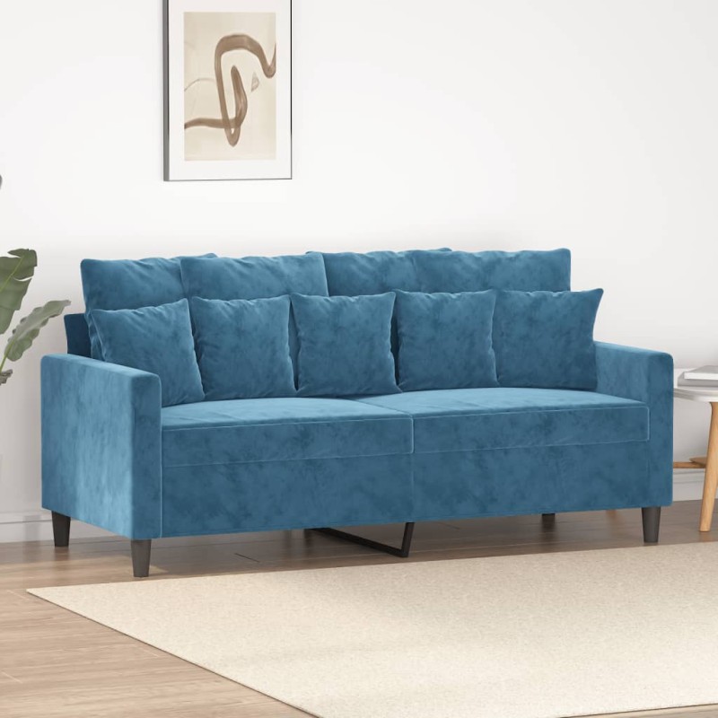 vidaXL Sofá de 2 plazas terciopelo azul 140 cm vidaXL Sofá de 2 plazas terciopelo azul 140 cm