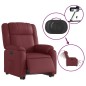 vidaXL Sillón elevable eléctrico cuero artificial rojo tinto vidaXL Sillón elevable eléctrico cuero artificial rojo tinto