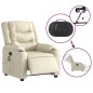 vidaXL Sillón de masaje reclinable eléctrico cuero sintético crema vidaXL Sillón de masaje reclinable eléctrico cuero sintético crema