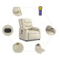 vidaXL Sillón de masaje reclinable eléctrico cuero sintético crema vidaXL Sillón de masaje reclinable eléctrico cuero sintético crema