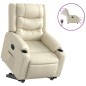 vidaXL Sillón reclinable elevable eléctrico de cuero sintético crema vidaXL Sillón reclinable elevable eléctrico de cuero sintético crema
